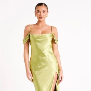 Meshki NWT Silk Slip Green Women's Dress with Slit